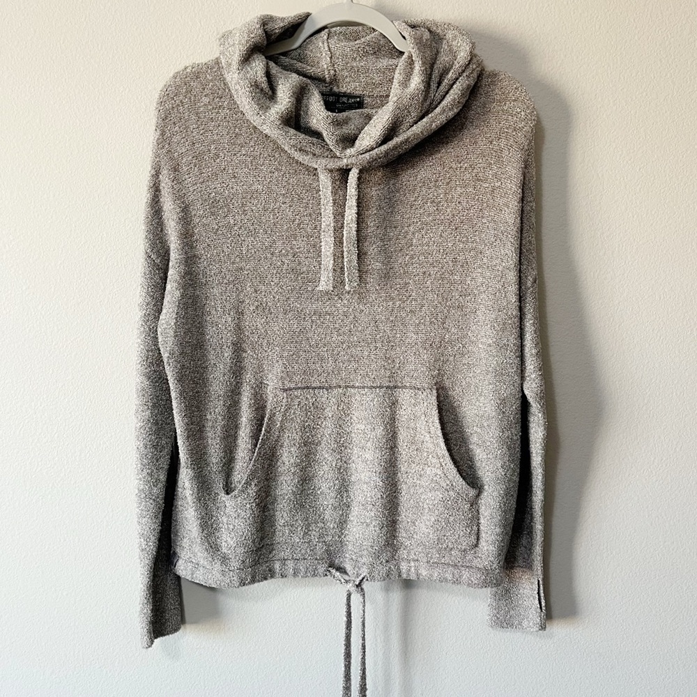 Barefoot Dreams CozyChic Lite Pebble Beach Pullover Sweater Hoodie Gray Sz Small